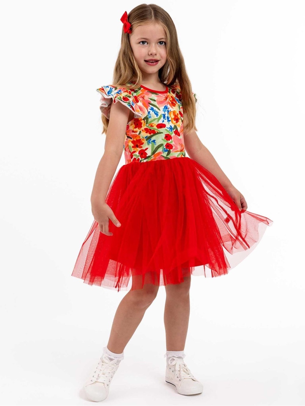 Oobi Girls Wild Roses Ariel Tutu Dress Red 9-10